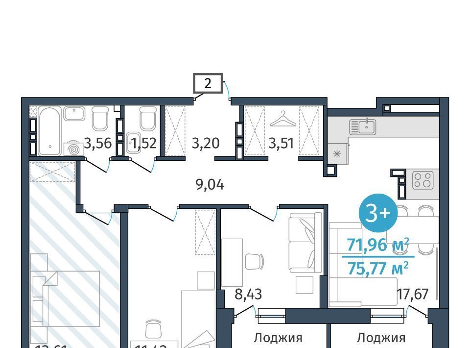 квартира р-н Тюменский д Дударева Гринвуд жилой комплекс фото 1