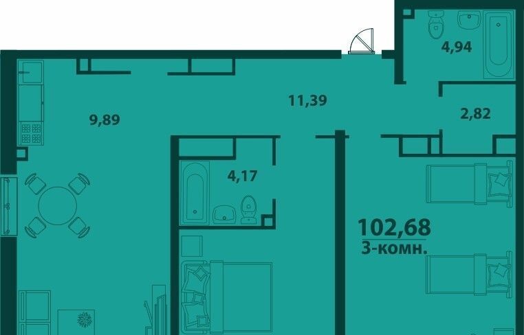 квартира г Ульяновск р-н Засвияжский 19-й микрорайон ЖК «‎Аквамарин 2» 4 фото 1