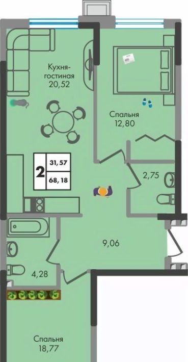 квартира г Краснодар р-н Прикубанский ул им. генерала Брусилова 1/1 5 лит фото 1