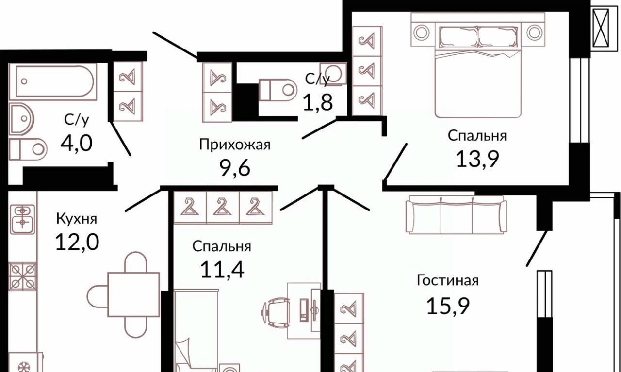 квартира г Краснодар р-н Прикубанский ЖК «Отражение» фото 1