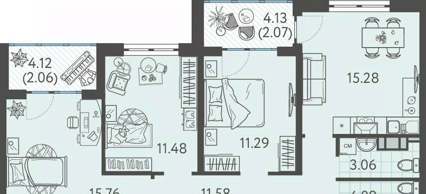 квартира г Краснодар р-н Прикубанский ул им. Кудухова Б.С. 3 фото 1