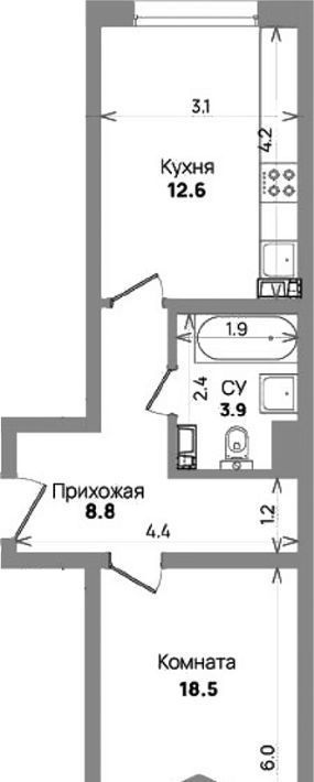 квартира г Краснодар р-н Прикубанский ул им. Героя Владислава Посадского 14/1 фото 1