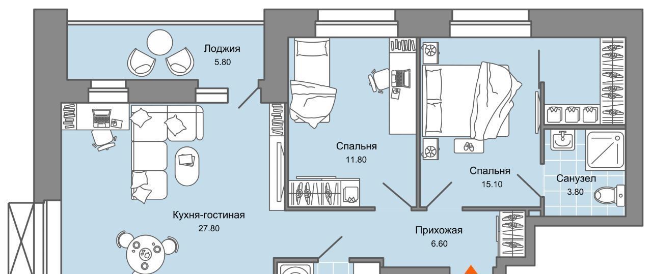 квартира г Пермь р-н Дзержинский ул Дзержинского 31а фото 1