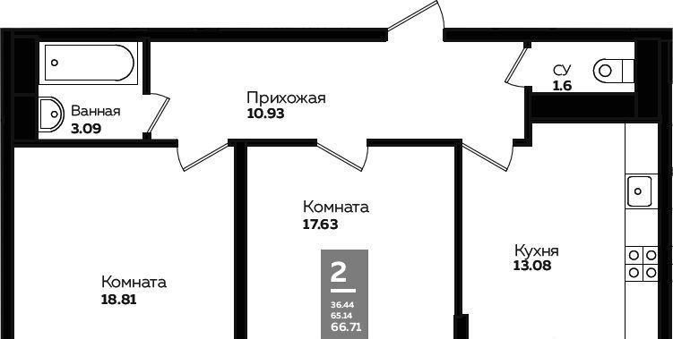 квартира г Краснодар р-н Прикубанский Плодородный-2 ул. Константиновская, 5 лит 6 фото 1