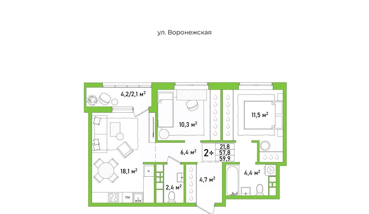 квартира г Хабаровск р-н Железнодорожный ул Воронежская 38б фото 1