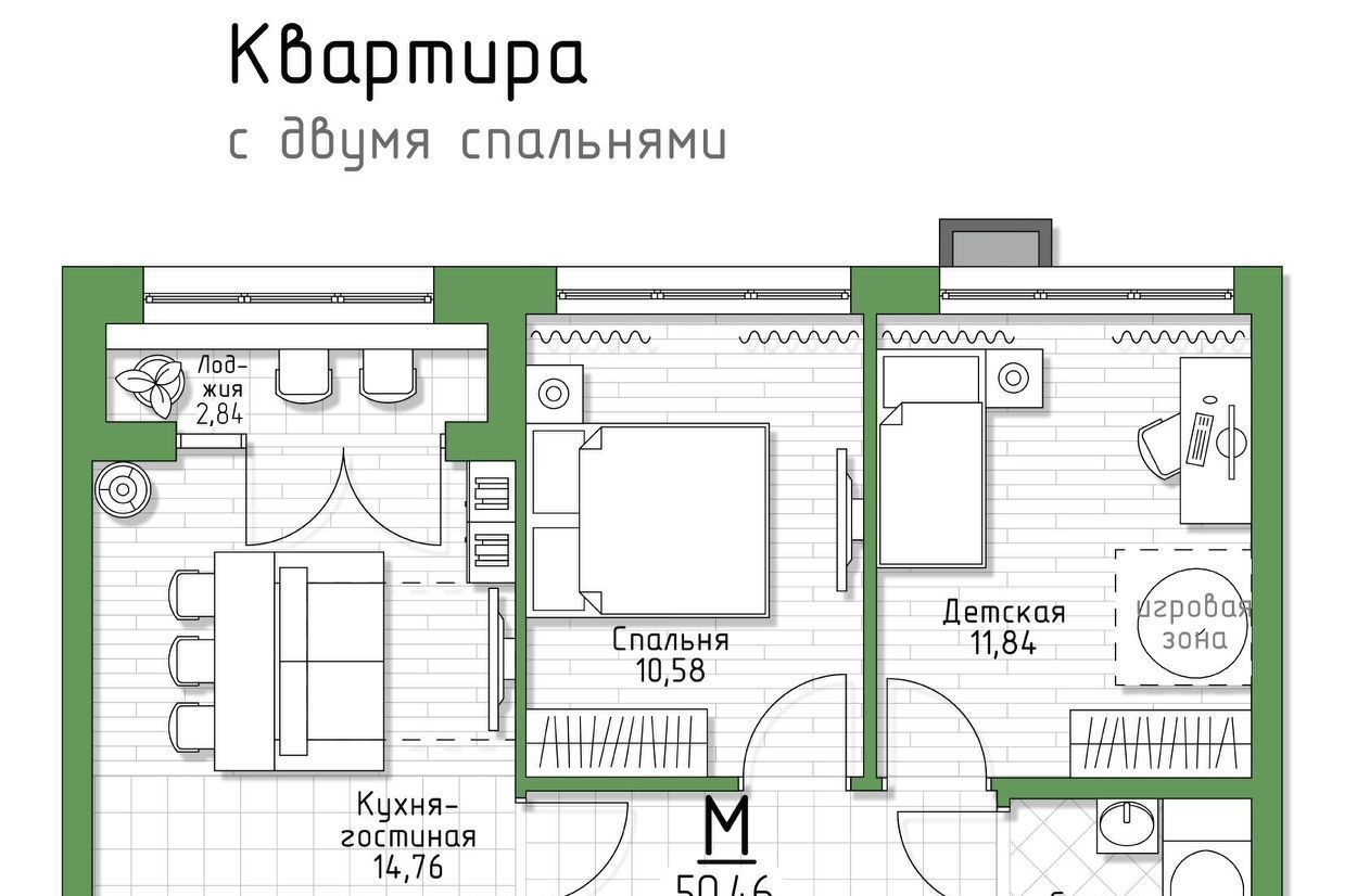 квартира р-н Ленинский п Молодежный 5 Баллов жилой комплекс, Тула фото 1