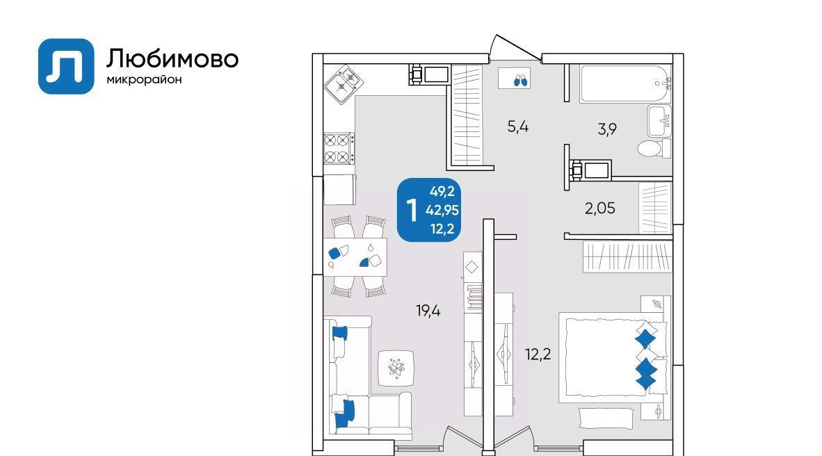 квартира г Краснодар р-н Прикубанский мкр Любимово 7/1 фото 1