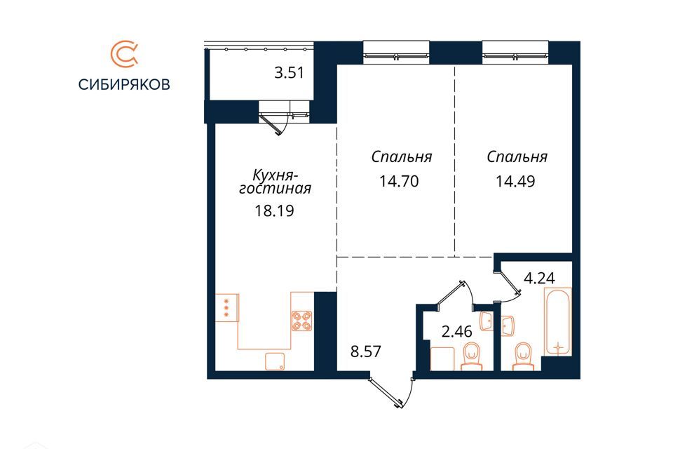 квартира г Иркутск Иркутск, жилой комплекс Сибиряков, муниципальное образование фото 1