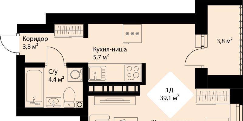 квартира г Екатеринбург Эльмаш ЖК Веер Парк Проспект Космонавтов, жилрайон фото 1