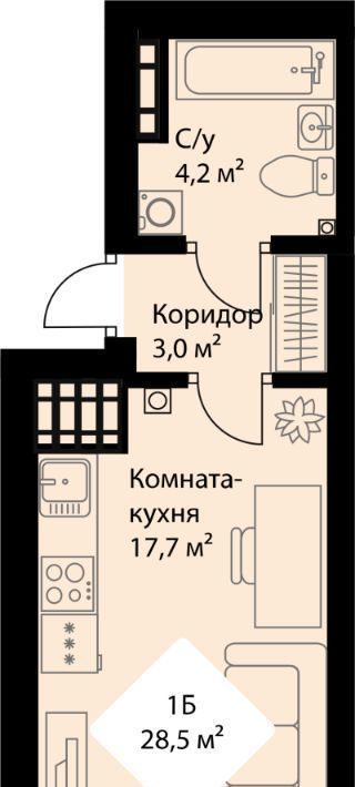 квартира г Екатеринбург Эльмаш ЖК Веер Парк Проспект Космонавтов, жилрайон фото 1