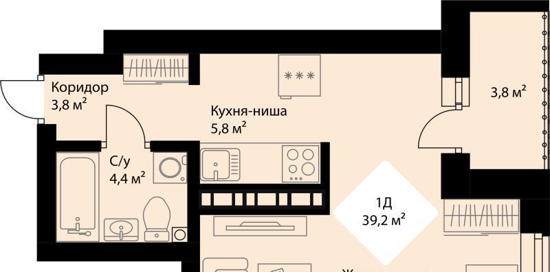 квартира г Екатеринбург Эльмаш ЖК Веер Парк Проспект Космонавтов, жилрайон фото 1