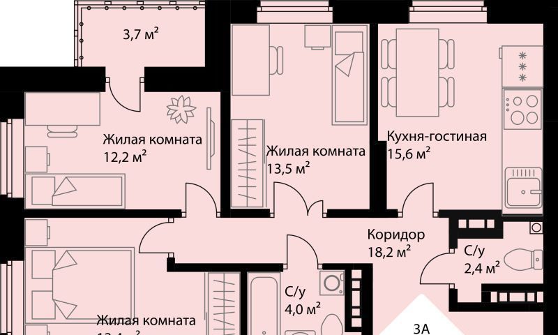 квартира г Екатеринбург Эльмаш ЖК Веер Парк Проспект Космонавтов, жилрайон фото 1