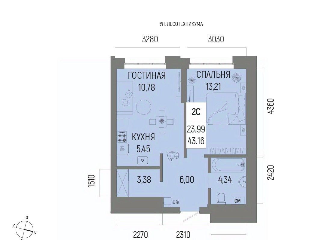 квартира г Уфа р-н Октябрьский ЖК «Новатор» Глумилино-1 мкр фото 1