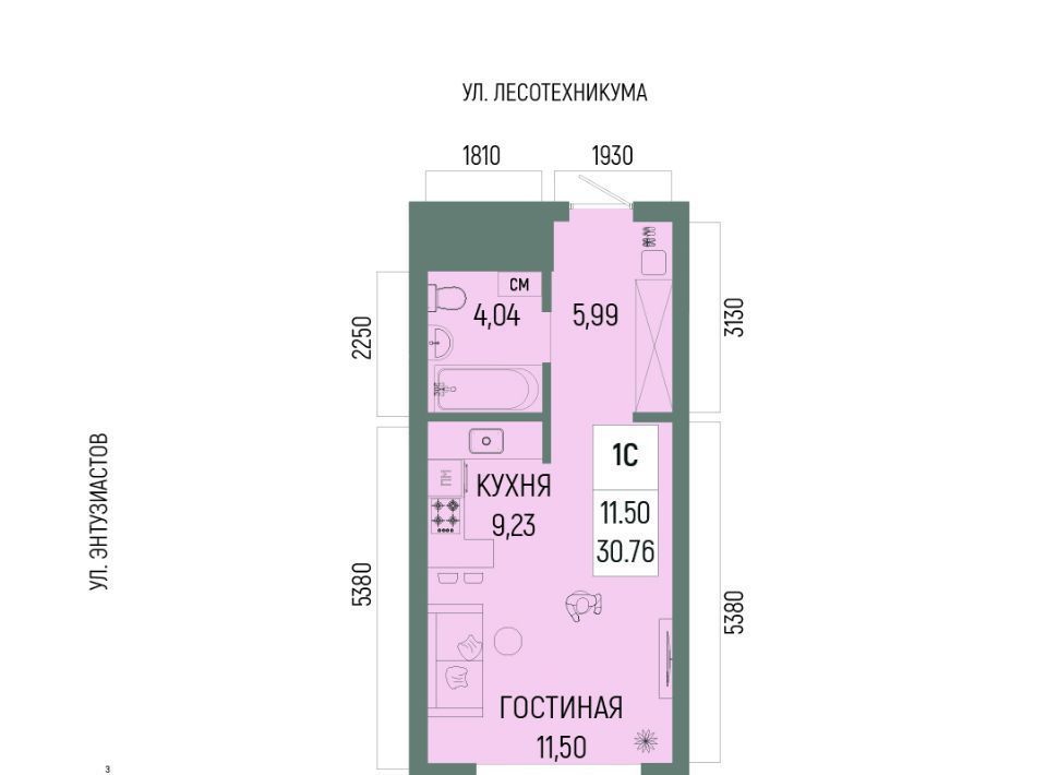 квартира г Уфа р-н Октябрьский ЖК «Новатор» Глумилино-1 мкр фото 1