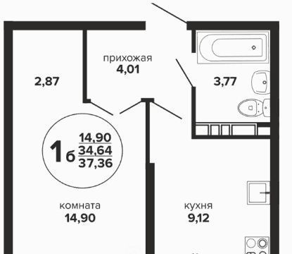 квартира г Краснодар р-н Прикубанский Музыкальный ул им. Дунаевского И.И. фото 1