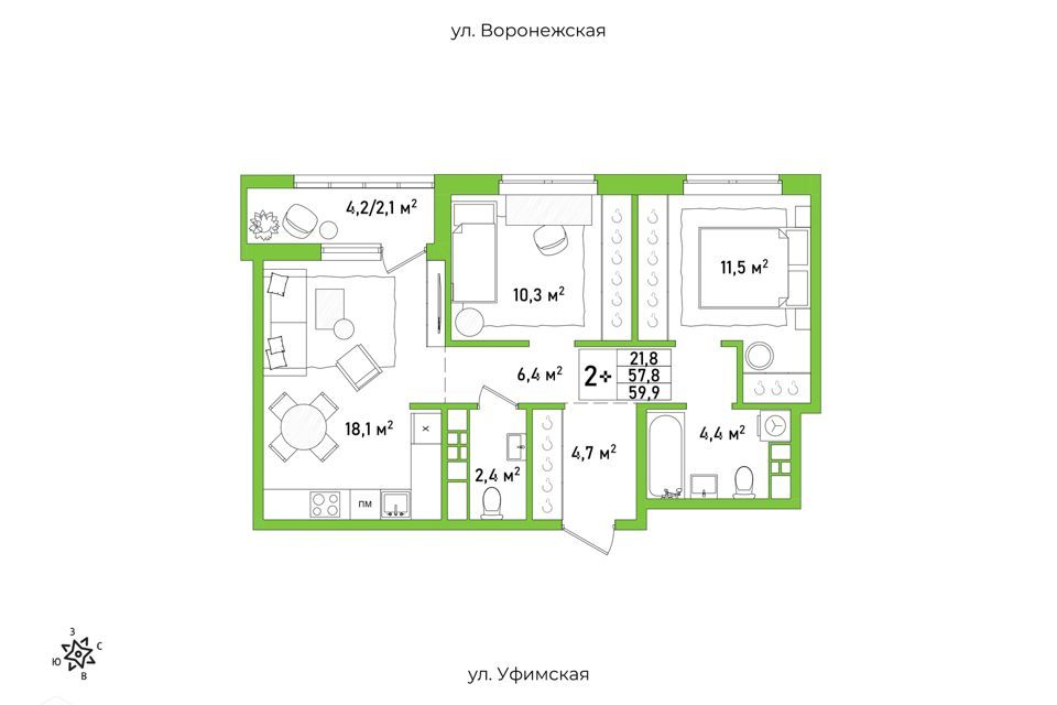 квартира г Хабаровск ул Воронежская 38 городской округ Хабаровск фото 1