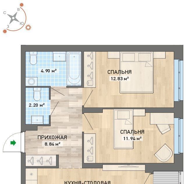 квартира г Екатеринбург ул Краснофлотцев 71 Проспект Космонавтов фото 1