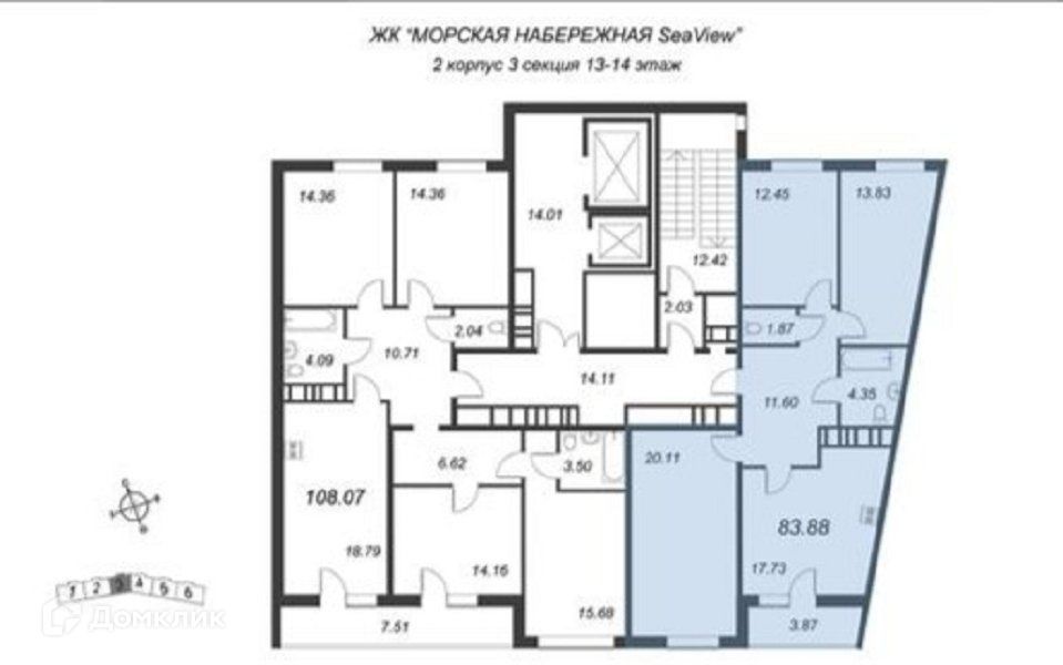 квартира г Санкт-Петербург наб Миклухо-Маклая 1к/1 Василеостровский район фото 2