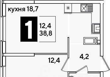 квартира г Краснодар р-н Прикубанский ЖК Самолёт-6 фото 1