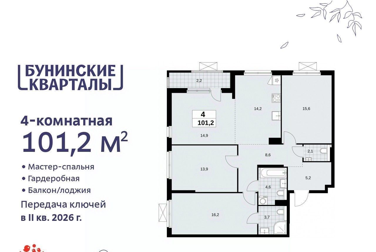 квартира г Москва п Сосенское метро Бунинская аллея № 191 кв-л фото 1