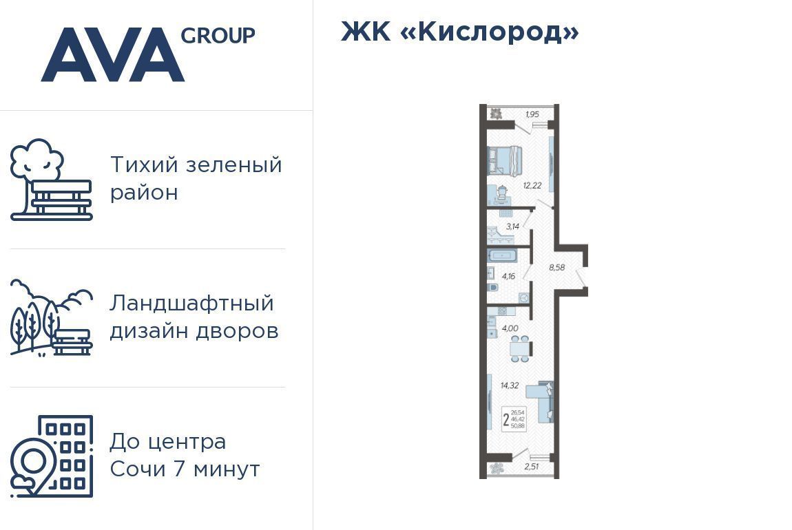 квартира г Сочи р-н Хостинский ЖК «Кислород» 13 фото 1