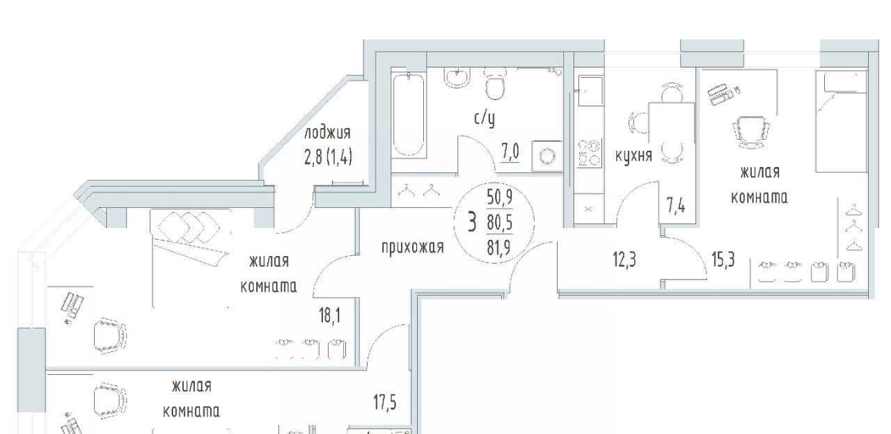 квартира г Пермь р-н Мотовилихинский б-р Гагарина 32б фото 1