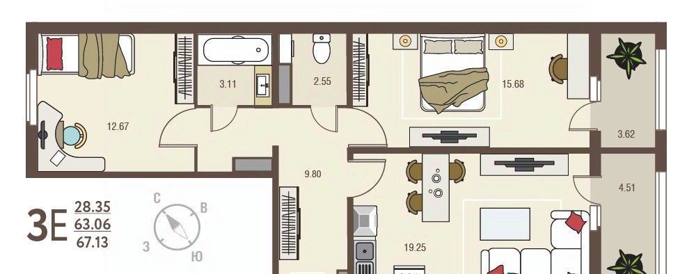 квартира г Курск р-н Сеймский ул Энгельса 115а/2 фото 1