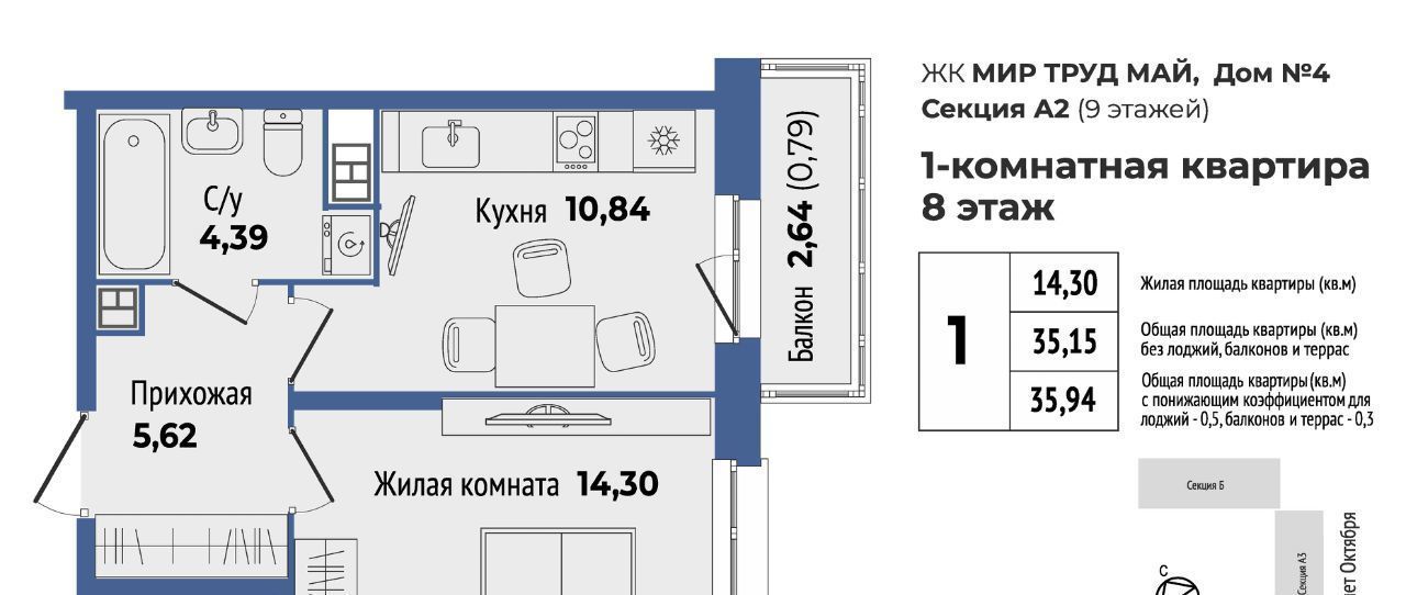 квартира г Екатеринбург Уралмаш ЖК «Мир Труд Май» Проспект Космонавтов, жилрайон фото 1